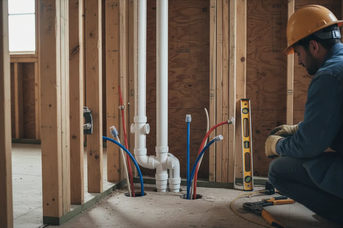 Drain and supply rough-in during Drain Cleaning in Willow Hill