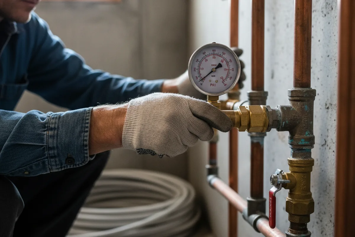 Pressure testing a repaired line during Water Line Repair in Willow Hill